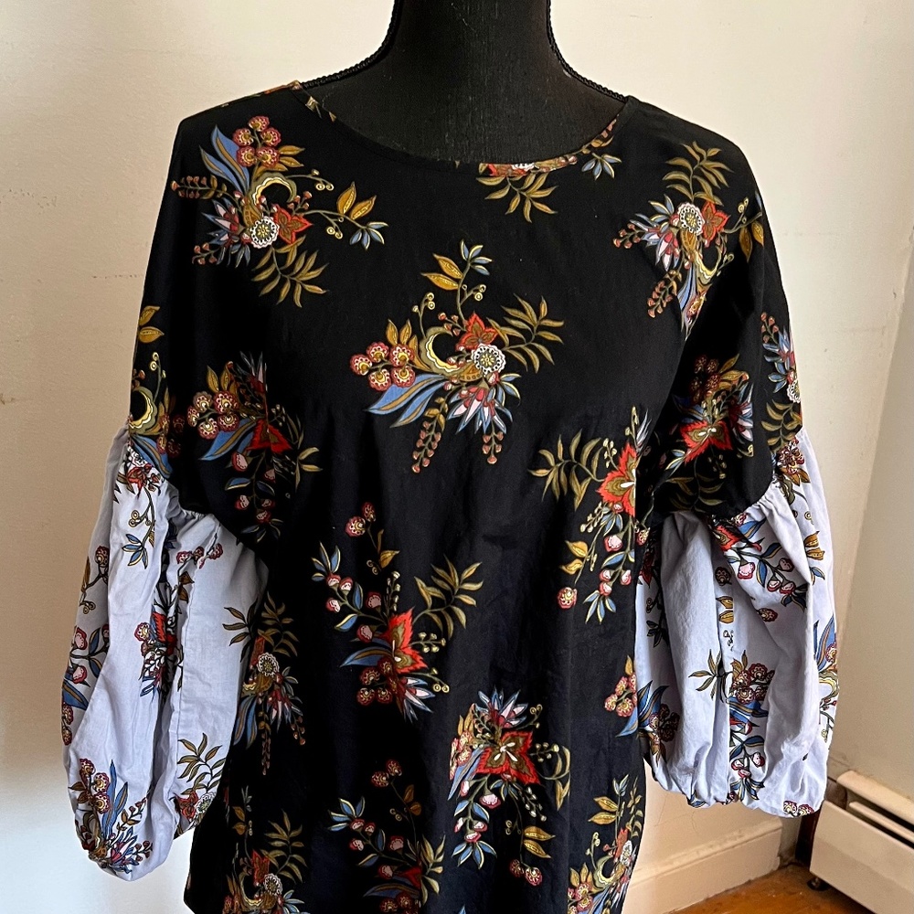 Lightweight mixed media shirt in bold patterns